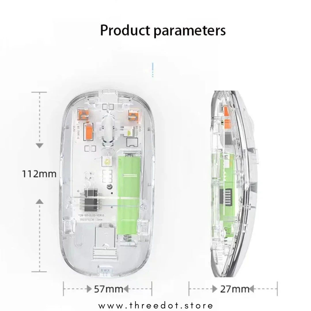 Transparent Wireless + Bluetooth Dual-Mode Rechargeable Mouse