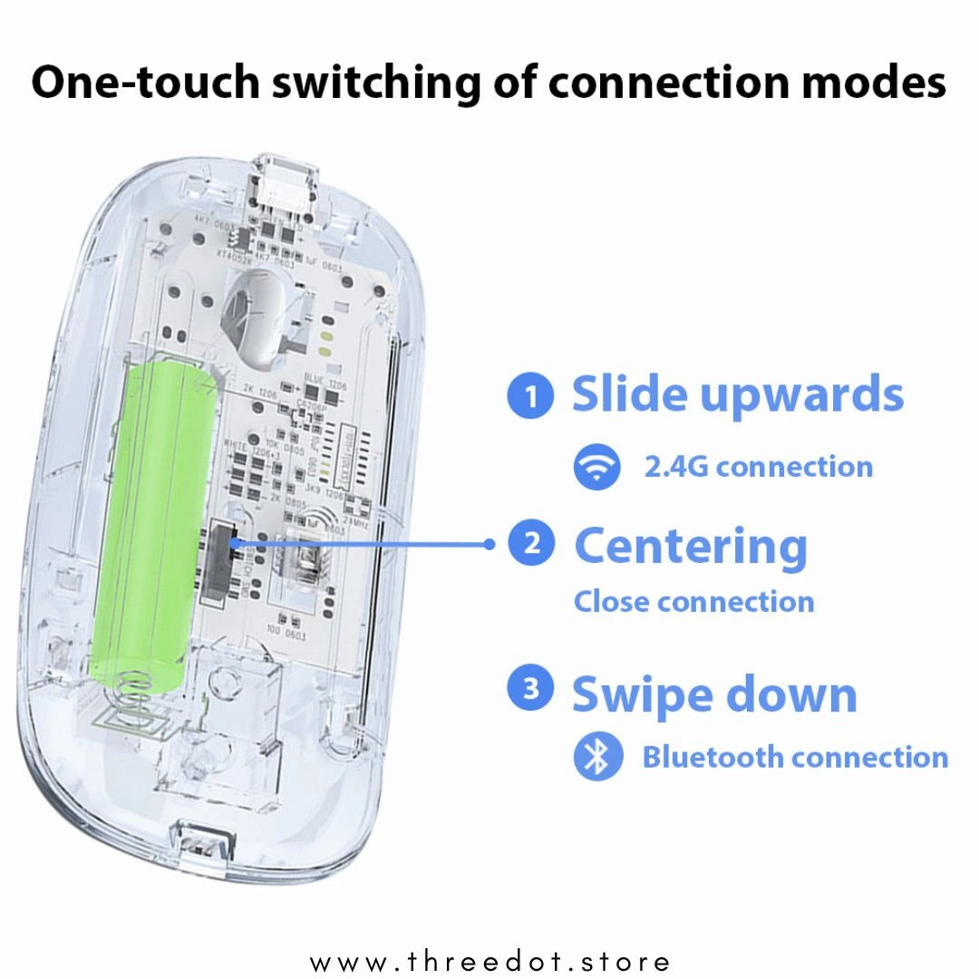 Transparent Wireless + Bluetooth Dual-Mode Rechargeable Mouse