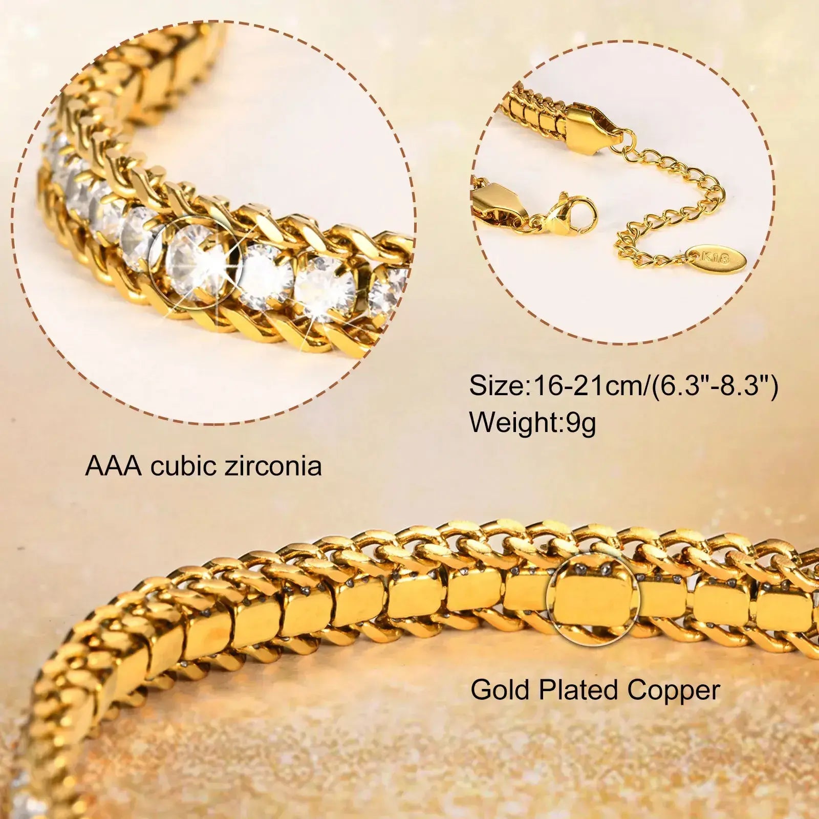 RHINESTONE GOLD PLATED BRACELET