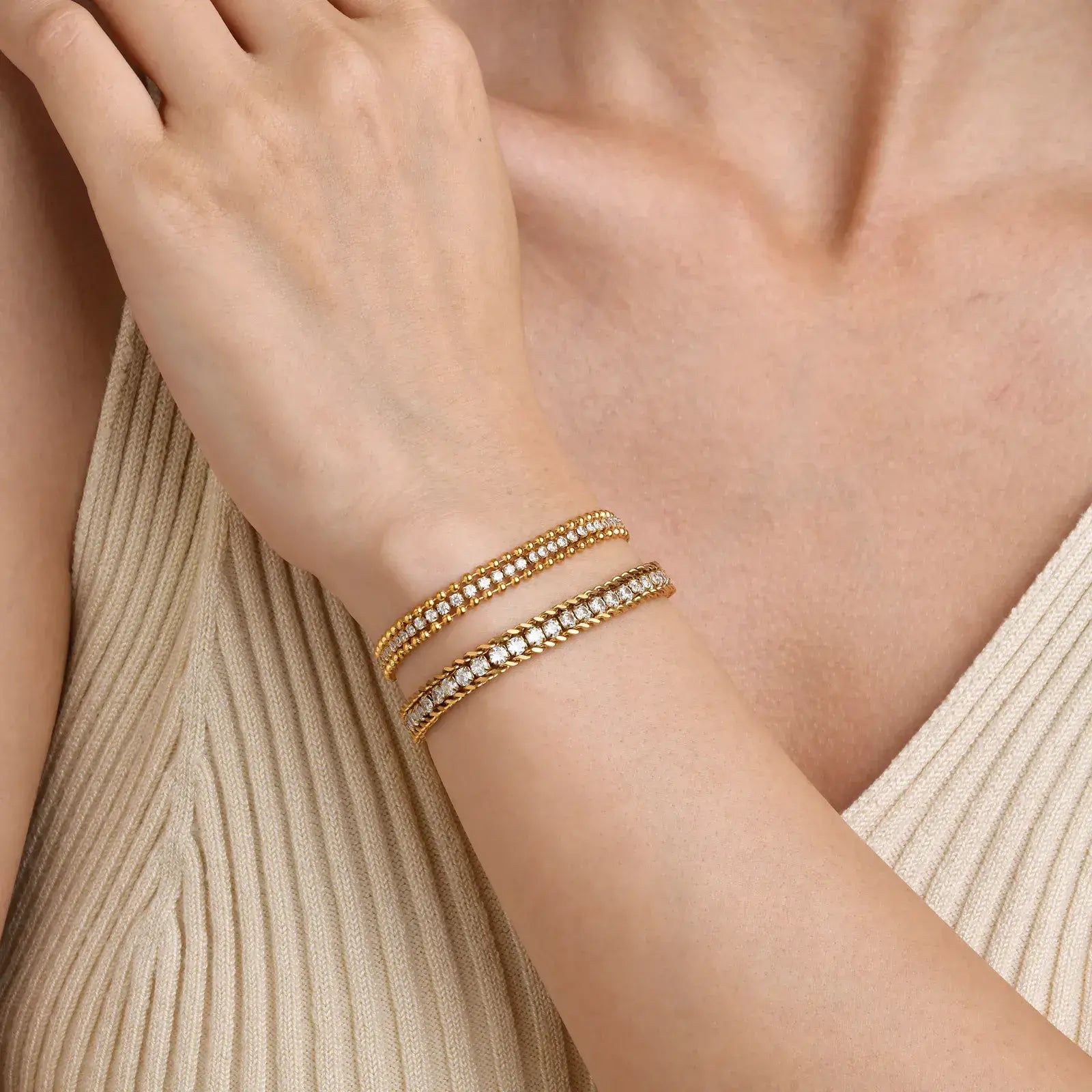 RHINESTONE GOLD PLATED BRACELET