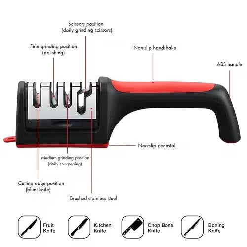3 STAGE KNIFE SHARPENER HEAVY DUTY & EASY TO USE